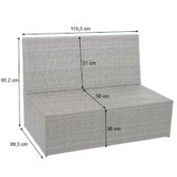 2x Rattan 2er Sofa Lounge-Gartenbank Gastronomie 120cm JAM-G16