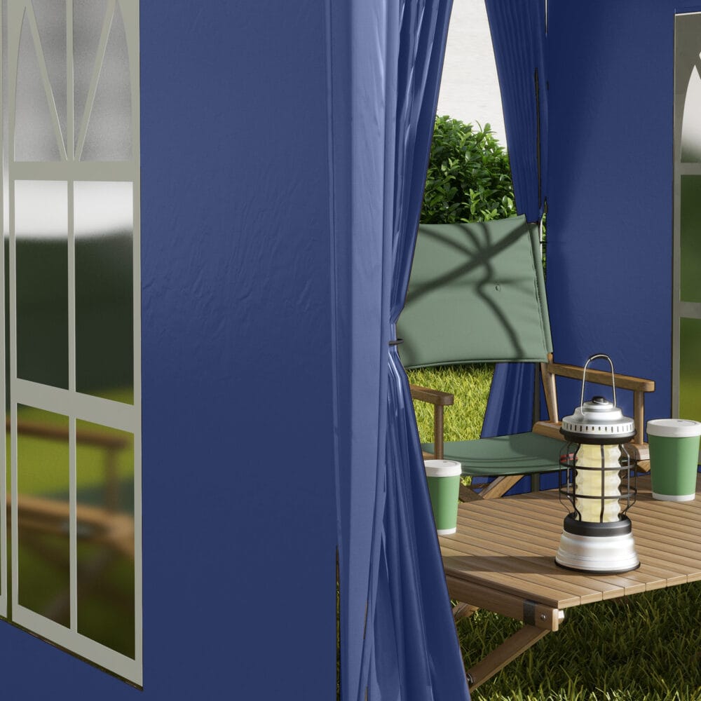 Wetterfester 2x2m Faltpavillon mit Fenster & Tür.