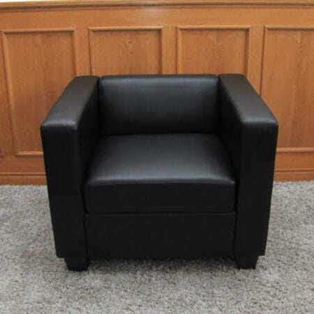 3-1-1 Sofagarnitur Couchgarnitur Loungesofa Lille Leder ~ schwarz