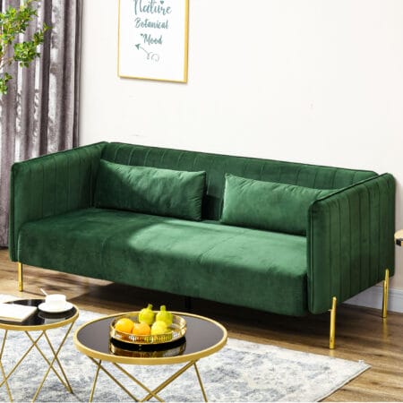 3-Sitzer Sofa mit 2 Sitzkissen 200x88x76cm Grün - Bequemes Sofa mit zusätzlichen Kissen in Grün.