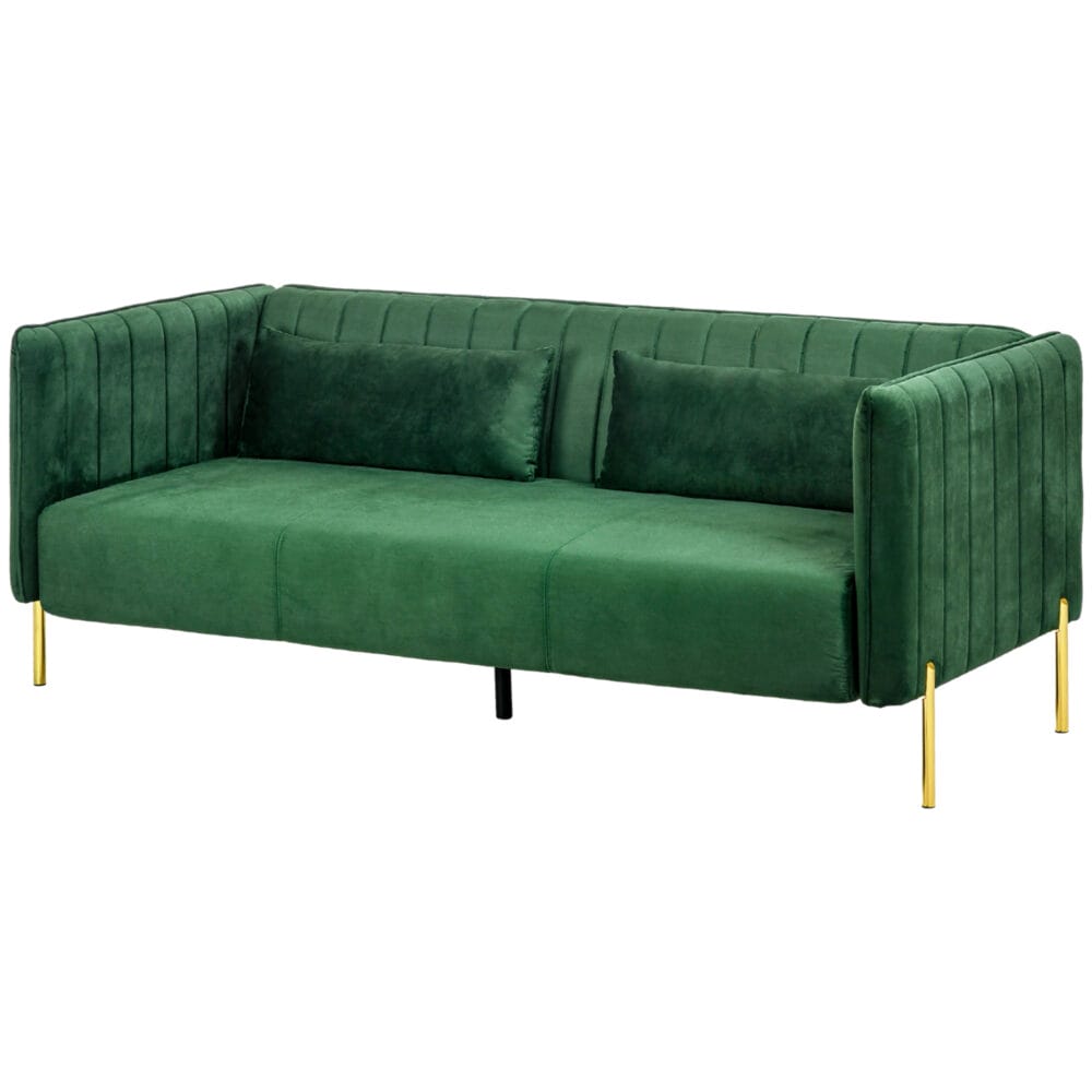 3-Sitzer Sofa mit 2 Sitzkissen 200x88x76cm Grün - Bequemes Sofa mit zusätzlichen Kissen in Grün.