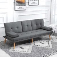 3-Sitzer Sofa Gästebett mit Becherhalter Dunkelgrau - Sofa mit Becherhalter und Gästebettfunktion, Dunkelgrau.