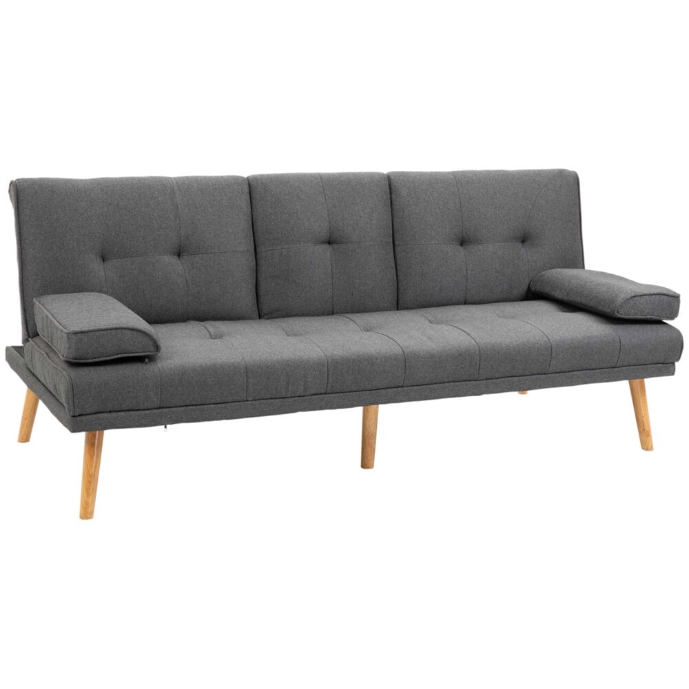 3-Sitzer Sofa Gästebett mit Becherhalter Dunkelgrau - Sofa mit Becherhalter und Gästebettfunktion, Dunkelgrau.