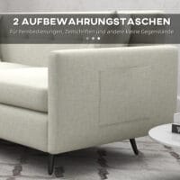 3-Sitzer Sofa mit Zierkissen & Seitentasche 165x73x72cm - Sofa mit zusätzlichen Kissen und praktischer Tasche.