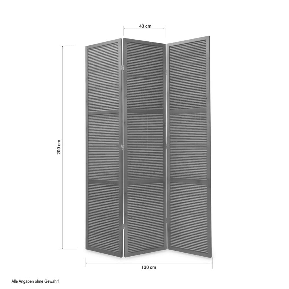3-teiliger Paravent Raumteiler aus Holz Braun