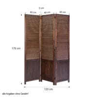 3-teiliger Paravent Raumteiler aus Holz Braun