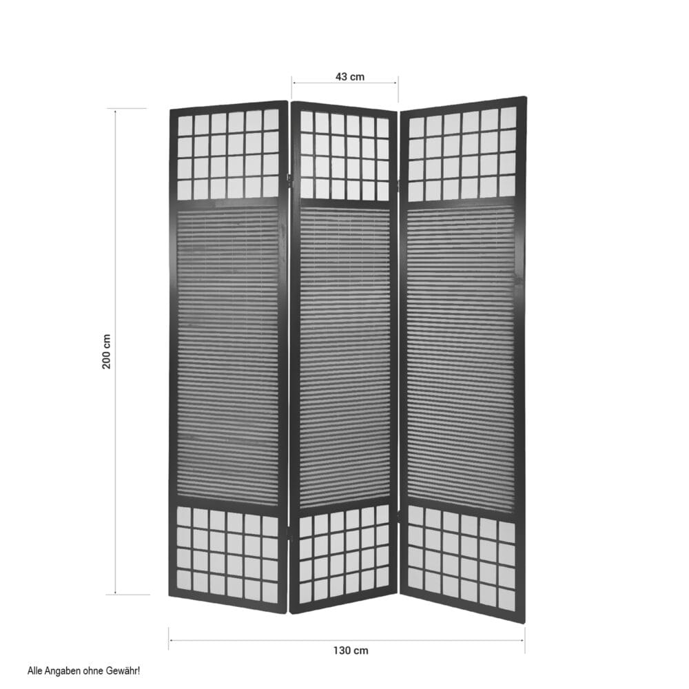 3-teiliger Paravent Raumteiler aus Holz Braun
