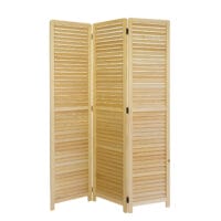 3-teiliger Paravent Raumteiler aus Holz Natur