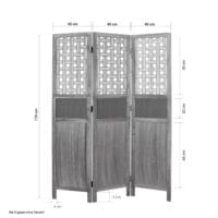 3-teiliger Paravent Raumteiler aus Holz Natur