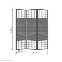 3-teiliger Raumteiler Paravent aus Holz Braun