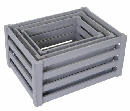 3er Set Holzkiste Weinkiste Shabby-Look grau