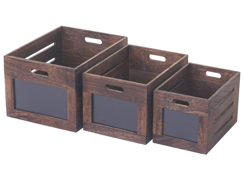 3er Set Shabby-Chic Holzkiste mit Tafel ~ Vintage braun