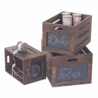 3er Set Shabby-Chic Holzkiste mit Tafel ~ Vintage braun