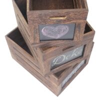 3er Set Shabby-Chic Holzkiste mit Tafel ~ Vintage braun