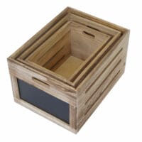 3er Set Shabby-Chic Holzkiste mit Tafel ~ Vintage natur