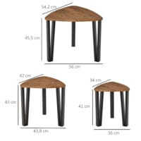 3er-Set Couchtisch Beistelltisch Stapeltisch Schwarz-Braun