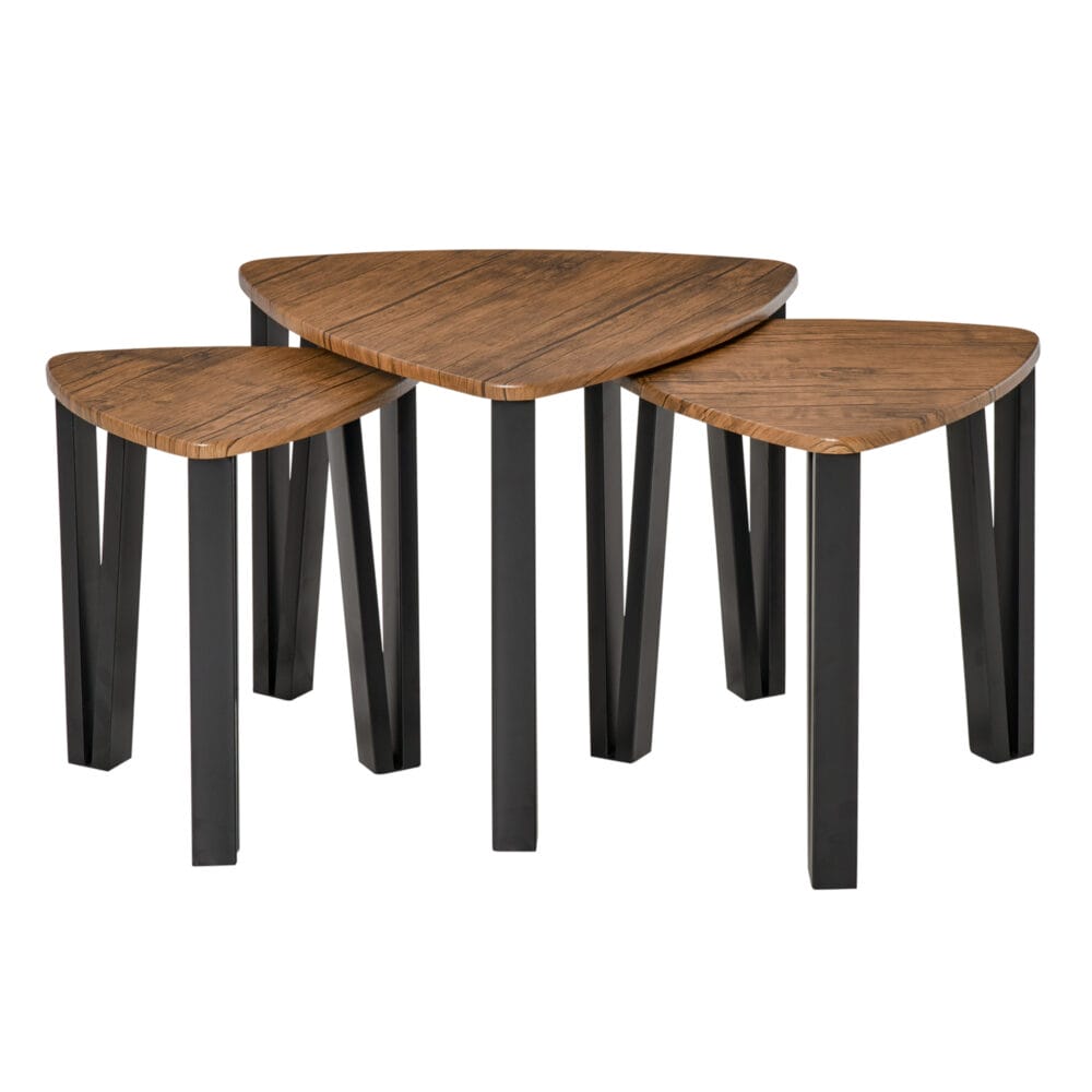 3er-Set Couchtisch Beistelltisch Stapeltisch Schwarz-Braun