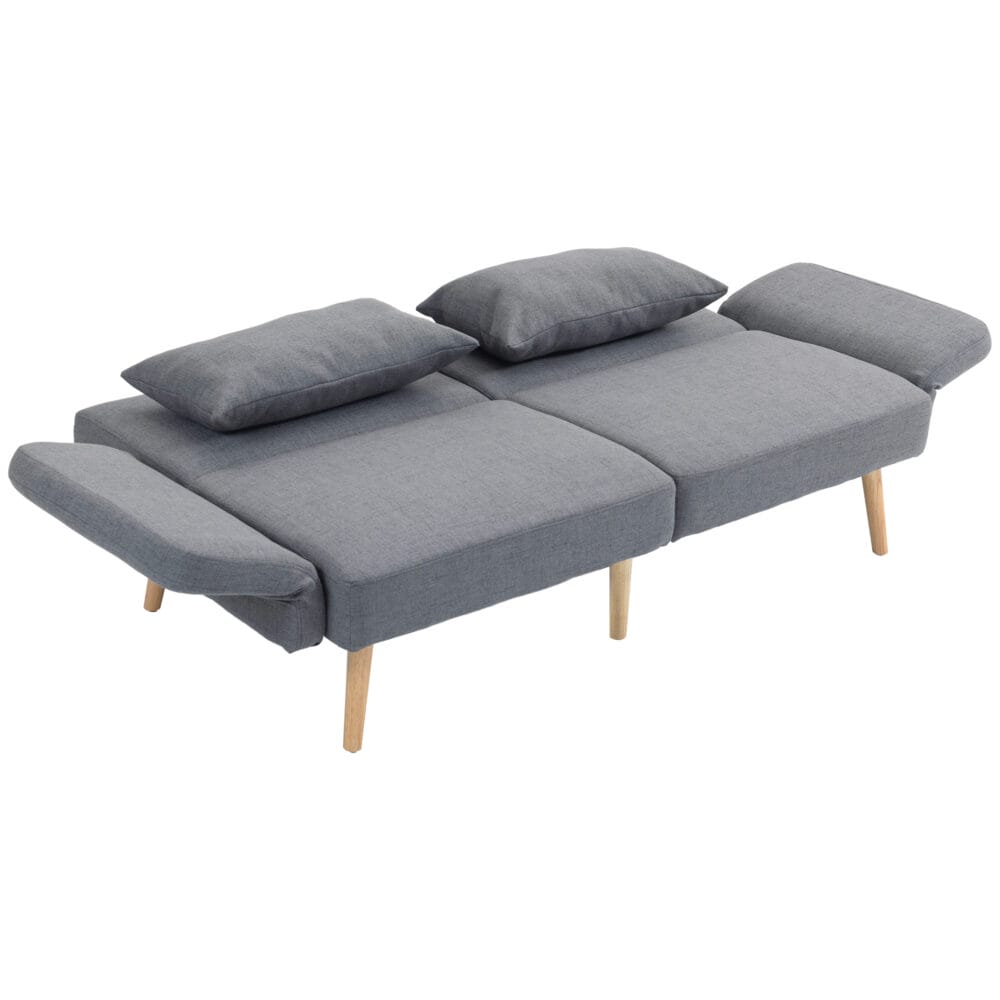 3er Sofa Gästebett Doppelbett 170x83x80cm Grau - Grosses Sofa mit Bettfunktion für zwei Personen.