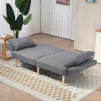 3er Sofa Gästebett Doppelbett 170x83x80cm Grau - Grosses Sofa mit Bettfunktion für zwei Personen.