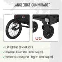 3in1 Jogger - Kinderanhänger - Kinderwagen Rot Schwarz