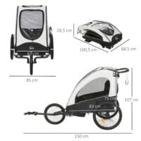 3in1 Jogger - Kinderanhänger - Kinderwagen Weiss Schwarz