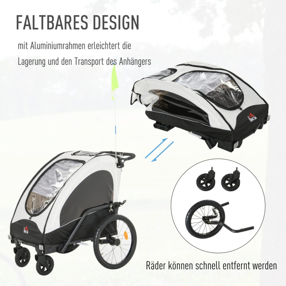 3in1 Jogger - Kinderanhänger - Kinderwagen Weiss Schwarz