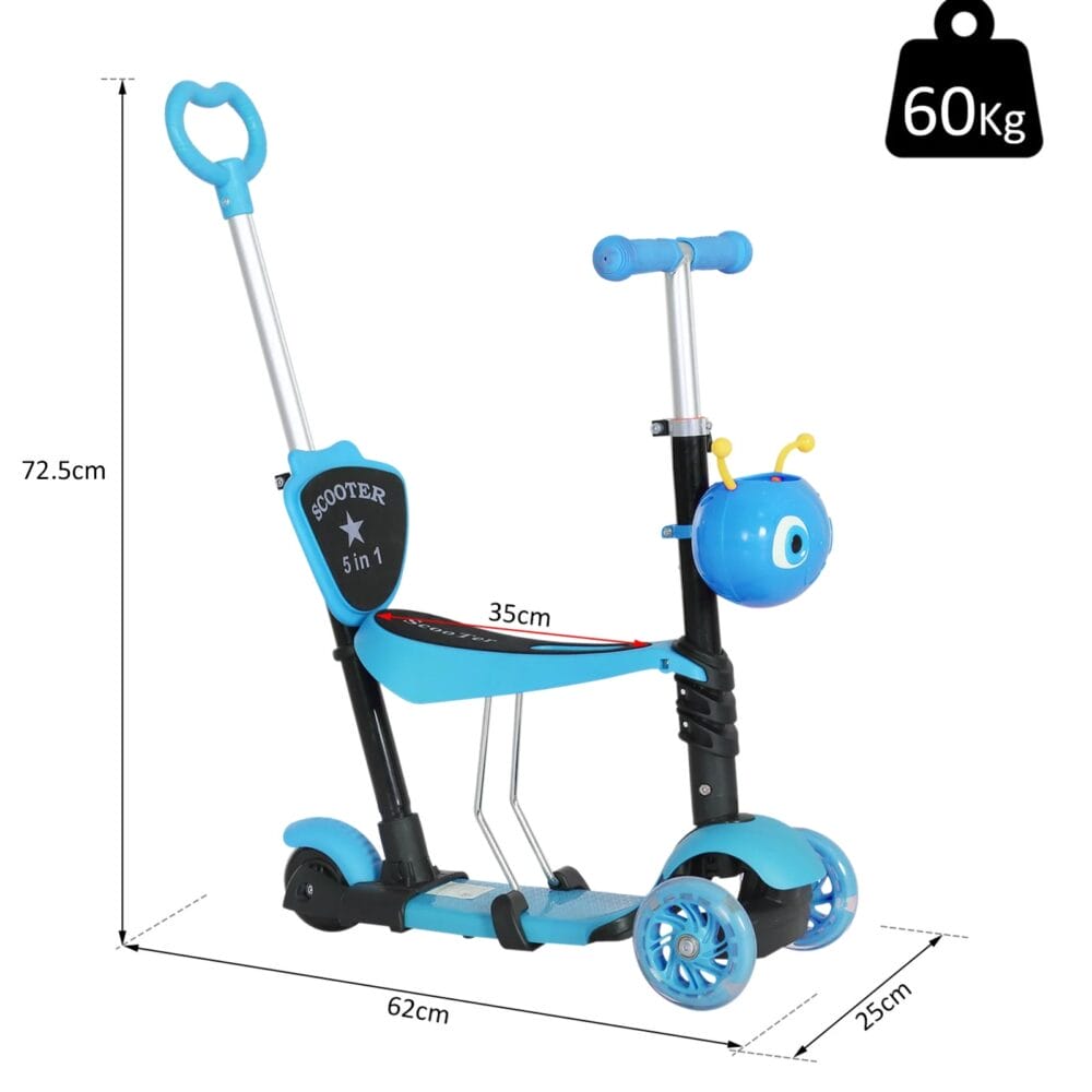 3in1 Kickboard Scooter Trottinett Kinderauto Blau