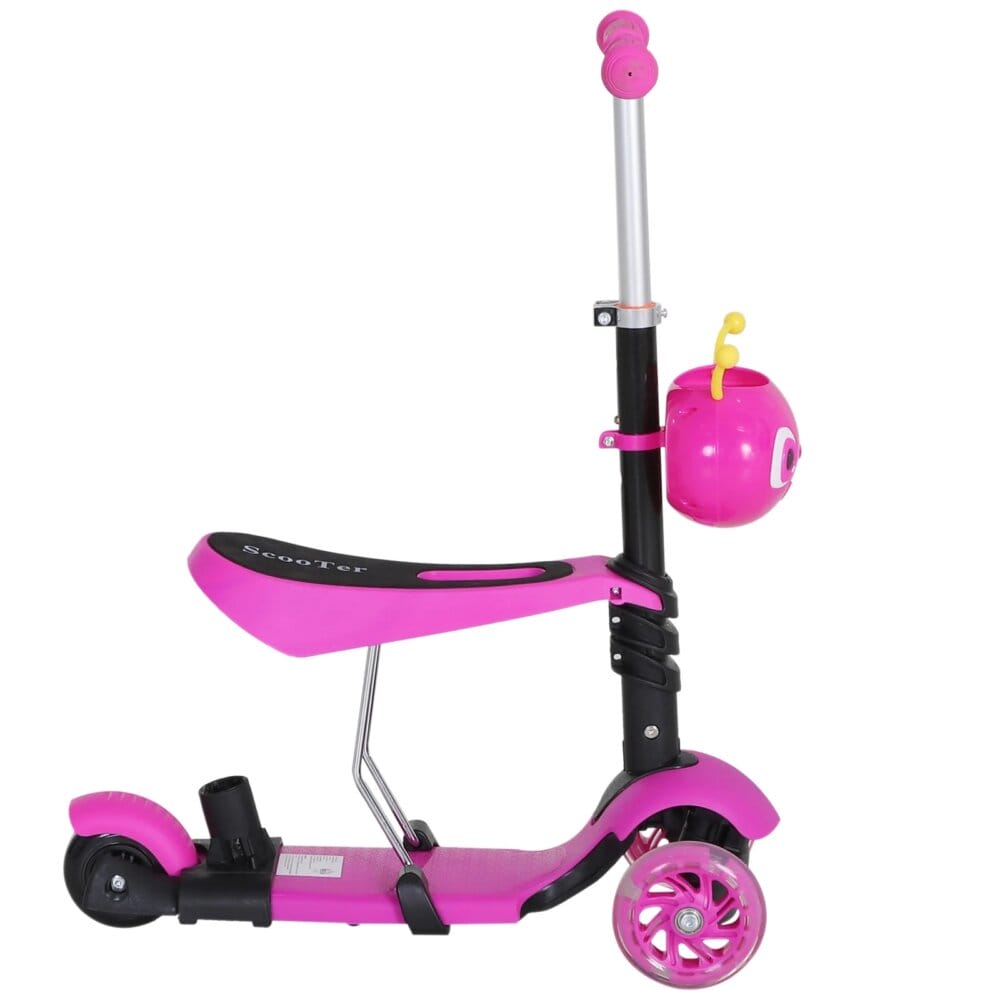 3in1 Kickboard Scooter Trottinett Kinderauto Rosa