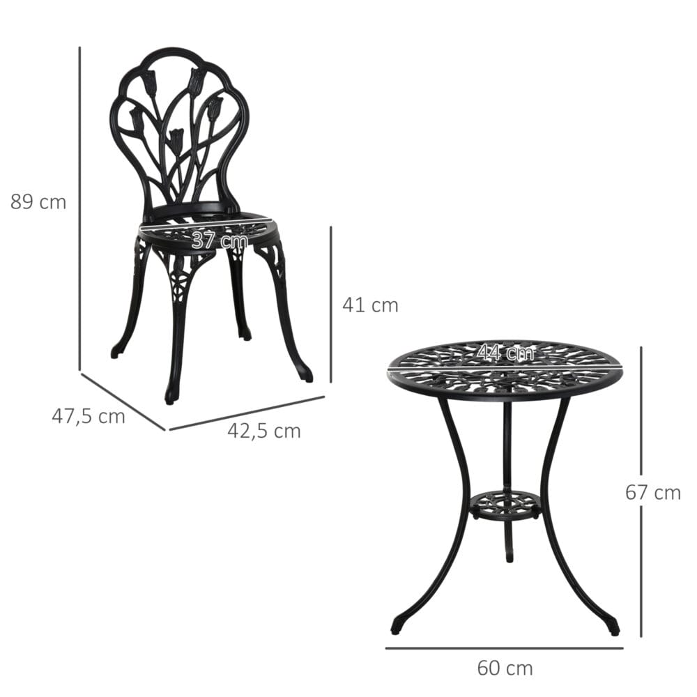 3tlg. Balkonset Alu schwarz 2x Gartenstuhl und 1x Gartentisch