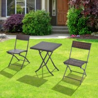 3tlg. Balkonset Rattan 2x Gartenstuhl und 1x Gartentisch