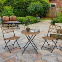 3tlg. Balkonset Rattan hell 2x Gartenstuhl und 1x Gartentisch