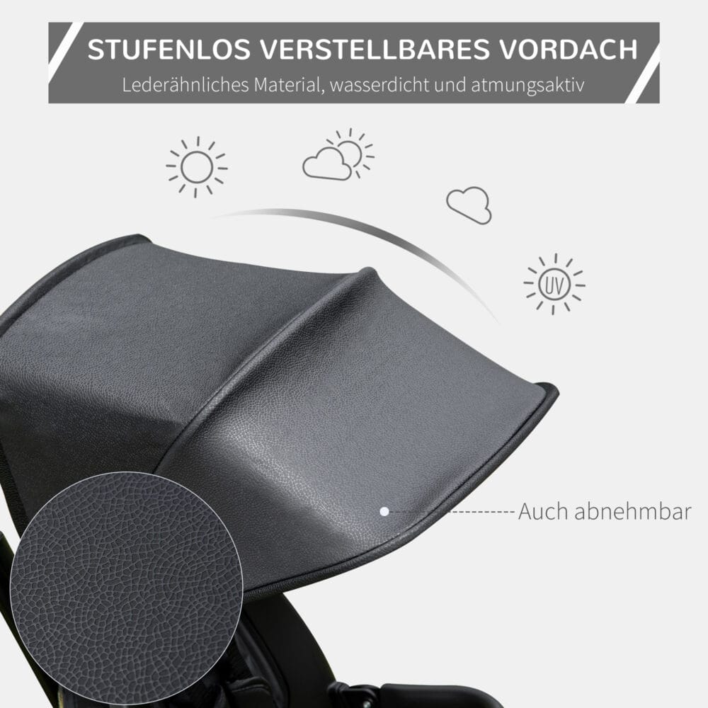 4 in 1 Kinderdreirad mit Schubstange Sonnendach Sicherheitsgurt
