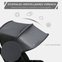 4 in 1 Kinderdreirad mit Schubstange Sonnendach Sicherheitsgurt