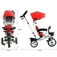 4-in-1 Kinderwagen Dreirad Buggy - Rot