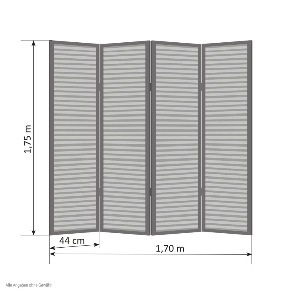 4-teiliger Paravent Raumteiler aus Holz Braun