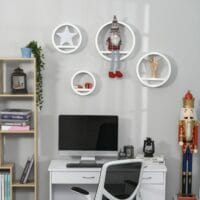 4 tlg. Wandregal Set Rund Hängeregal weiss