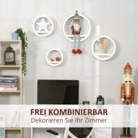 4 tlg. Wandregal Set Rund Hängeregal weiss