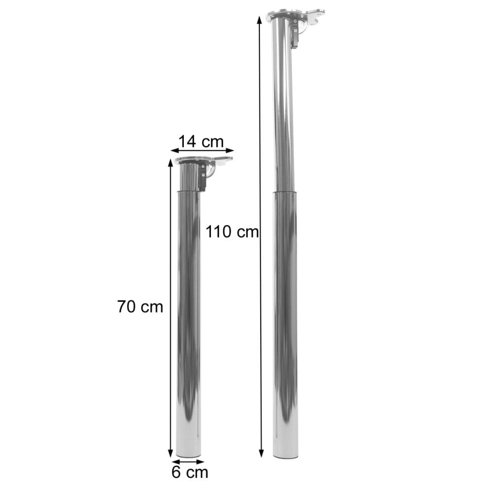 4er-Set Tischbein klappbar höhenverstellbar 70-110cm weiss