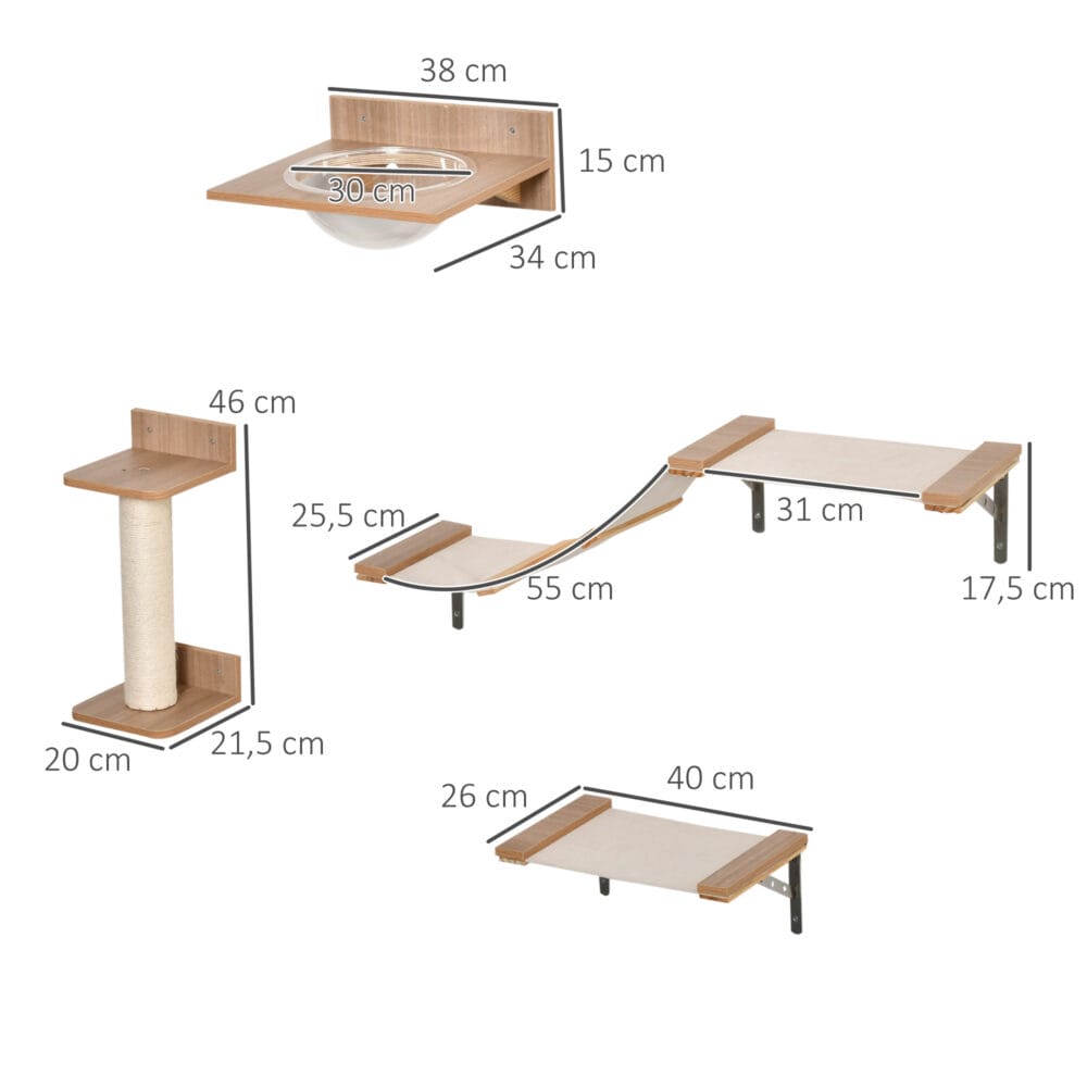 4tlg. Kletterwand für Katzen Katzenkletterwand