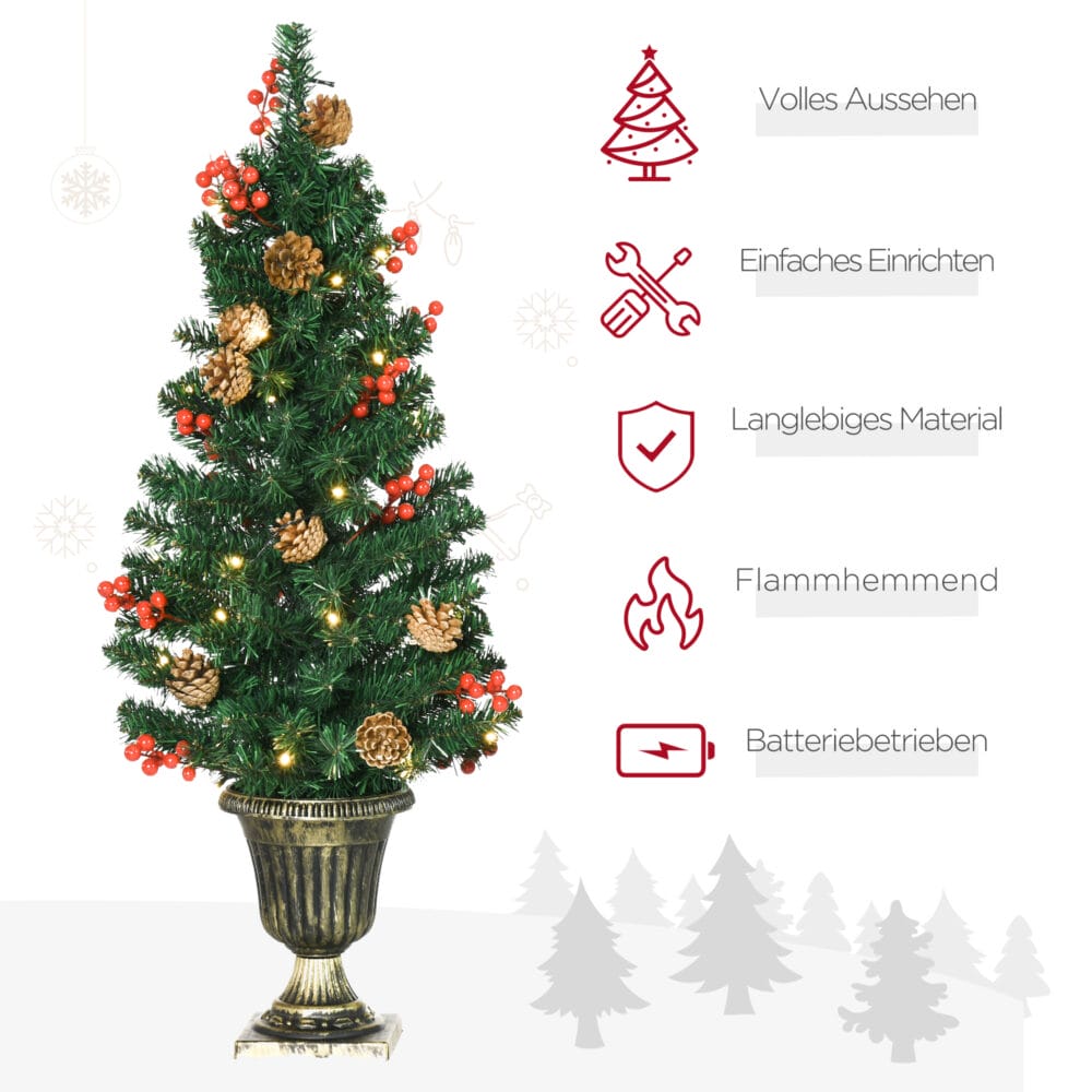 4tlg. Weihnachtsschmuck LED 1x Girlande 2xBaum 1x Kranz