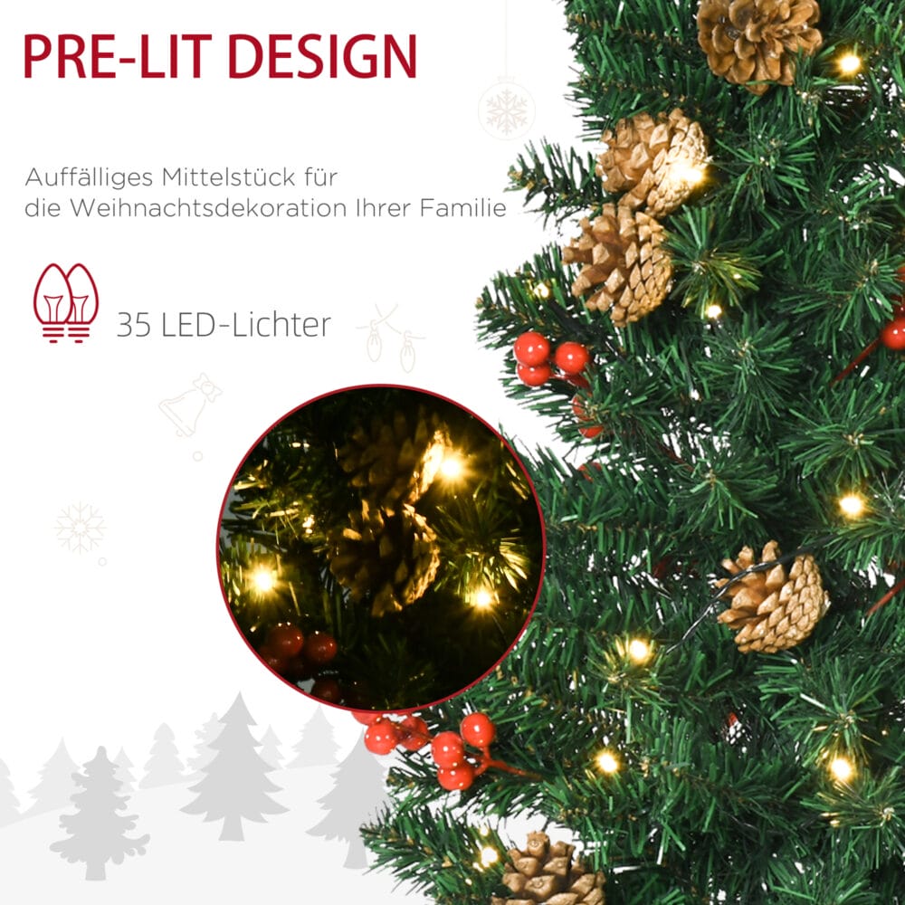4tlg. Weihnachtsschmuck LED 1x Girlande 2xBaum 1x Kranz