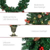 4tlg. Weihnachtsschmuck LED 1x Girlande 2xBaum 1x Kranz