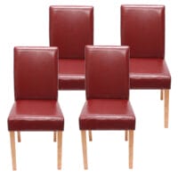 4x Esszimmerstuhl Littau ~ Kunstleder rot helle Beine