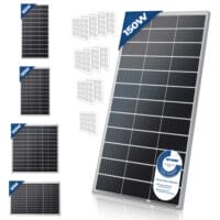 4x Solarpanel Monokristallin - 150W 18V für 12V Batterien Photovoltaik