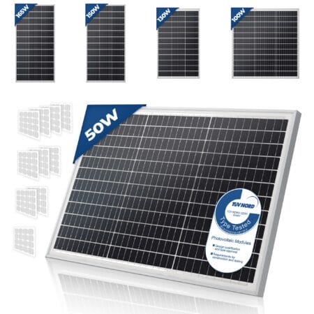 4x Solarpanel Monokristallin - 50W 18V für 12V Batterien Photovoltaik