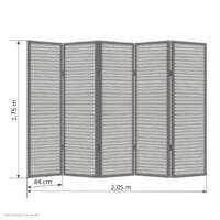 5-teiliger Paravent Raumteiler aus Holz Braun
