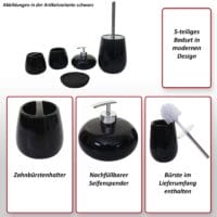 5-teiliges Badset Badaccessoires Keramik grau