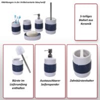 5-teiliges Badset Badaccessoires Keramik weiss