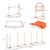 5-tlg. Hunde Agility Set Slalom Hürden Tunnel Sprungring