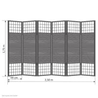 6-teiliger Paravent Raumteiler aus Holz Braun